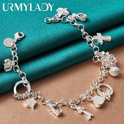 Armband aus 925er-Sterlingsilber, feiner Charm-Schmuck, 20,3 cm lange Kette