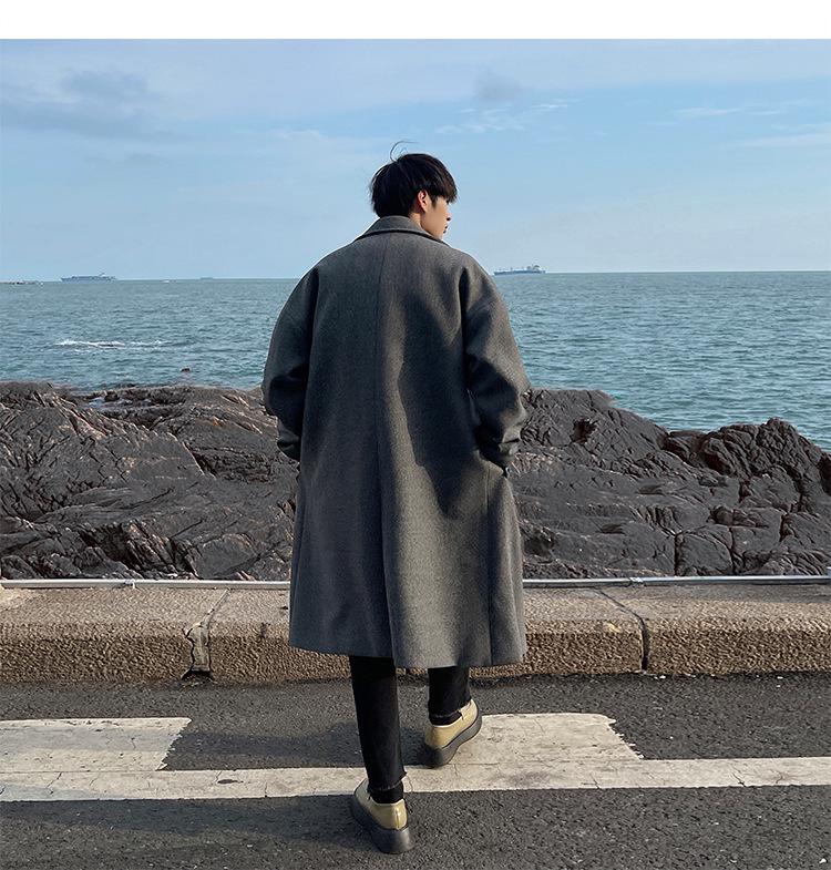 Men's British Style Wool Trench Coat - 2024 Autumn/Winter Trend, High-End Mid-Length Thick Jacket