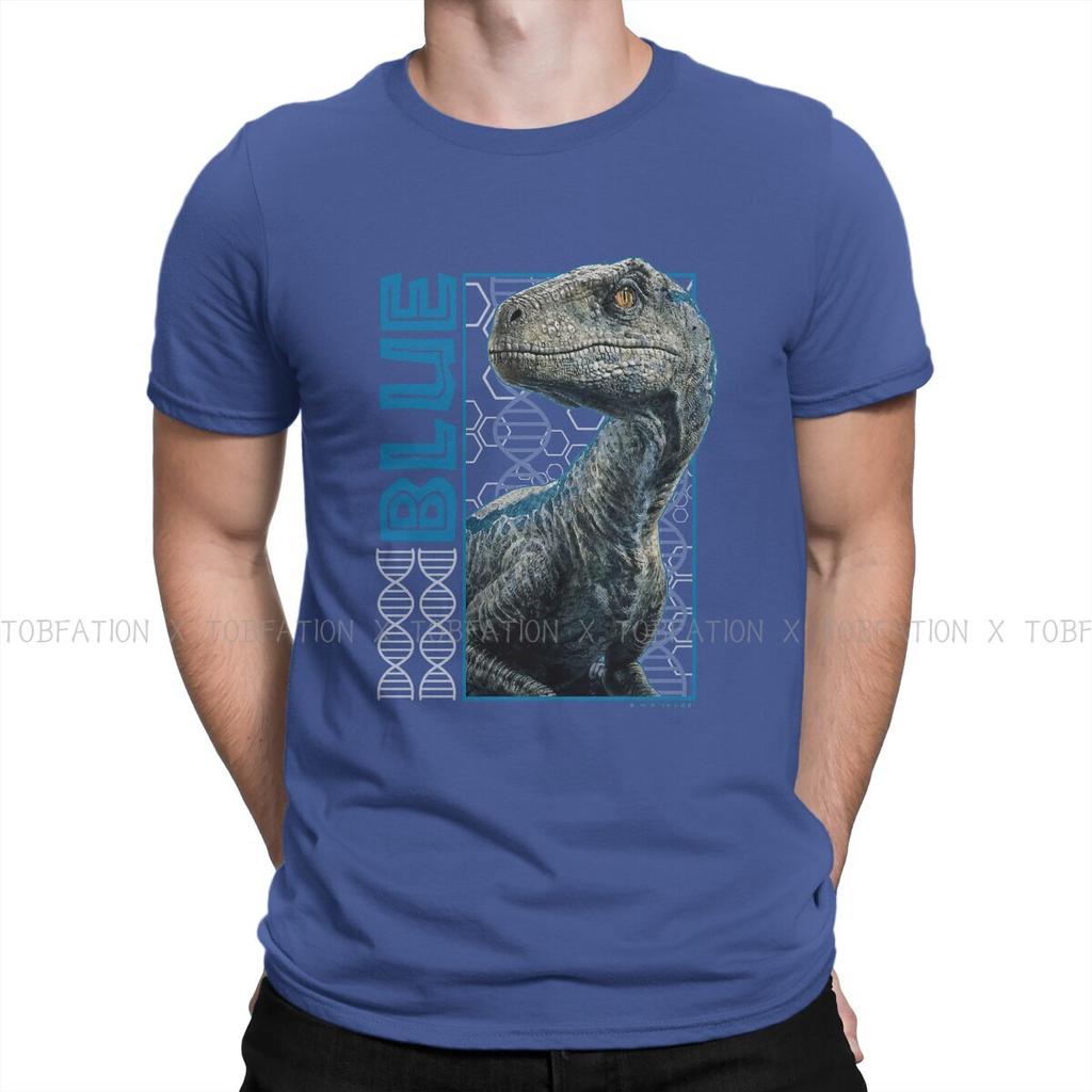 Jurassic Park Dinosaurs Film Pure Cotton TShirt Blue  Elegant T Shirt Leisure Men Clothes Newest Design