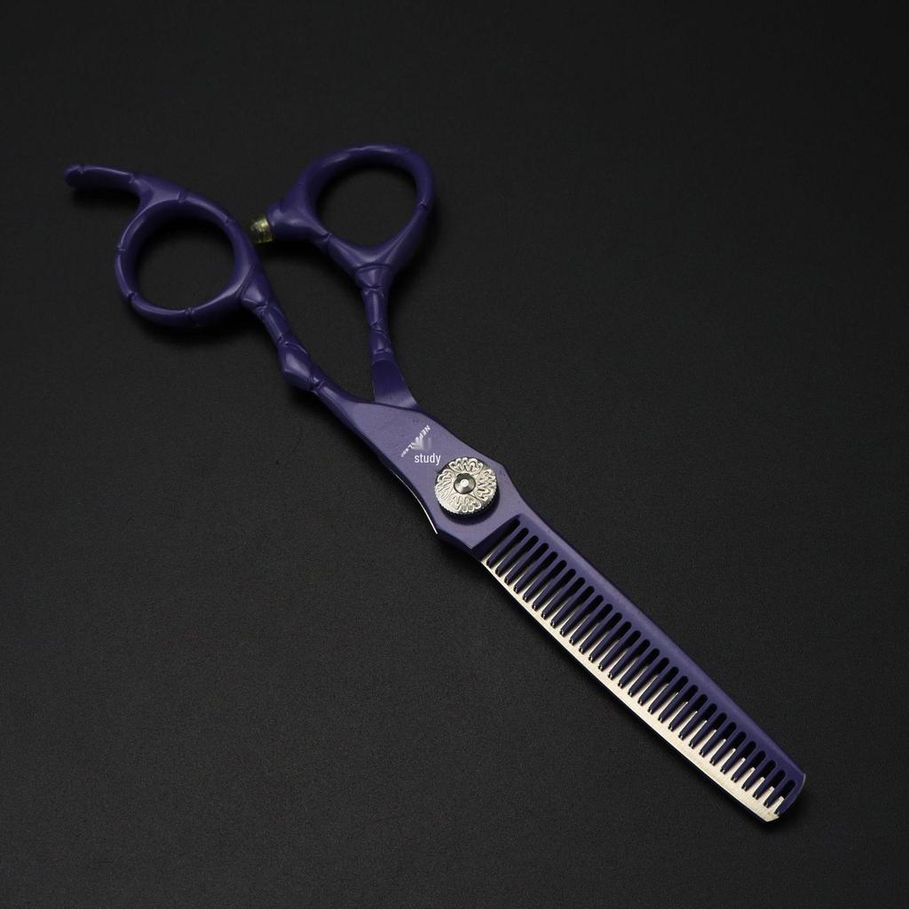 6" Naipusen Violet Crocodile Grain Hairdressing Scissors - Straight & Serrated