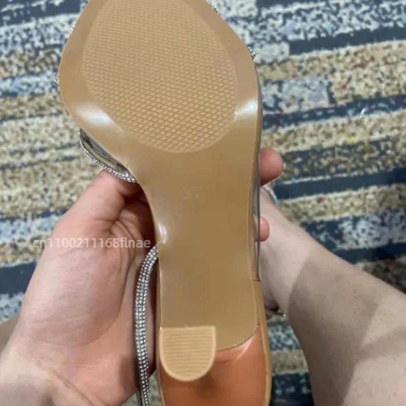French Style Slim Heeled Dance Sandals for Women's Summer New High-end Style Pointed Transparent High Heels Performance Shoes