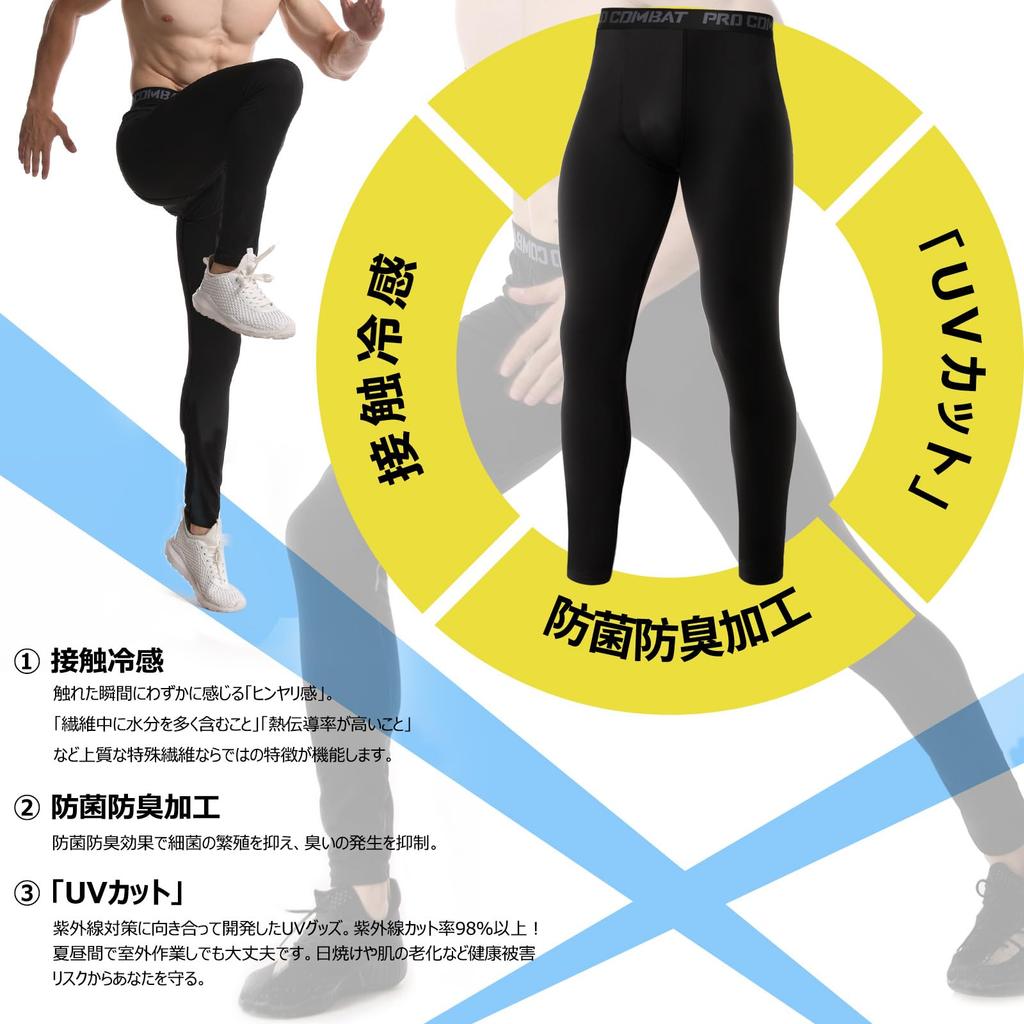 [NEWHEY] Herren Sport-Tights, 2-teiliges Set, Kompressionsbekleidung [UV-Schutz, Schweißabsorbierend, Schnelltrocknend] Power-Stretch-Tights, Frontverschluss,