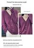 Damen Herbst Winter V-Ausschnitt Wollstrickjacke Pullover - Langarm, Stilvolles Hohlstrickmuster