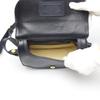 HUNTING WORLD LogoPlate Shoulder Bag Cross body Navy Leather Women Used
