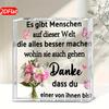 1 Deutsche Dankeschön-Plakette - Elegante Dankbarkeitsdekoration mit Blumen- und Schmetterlingsmustern, Transparentes Acryl-Tischornament für Geburtstag