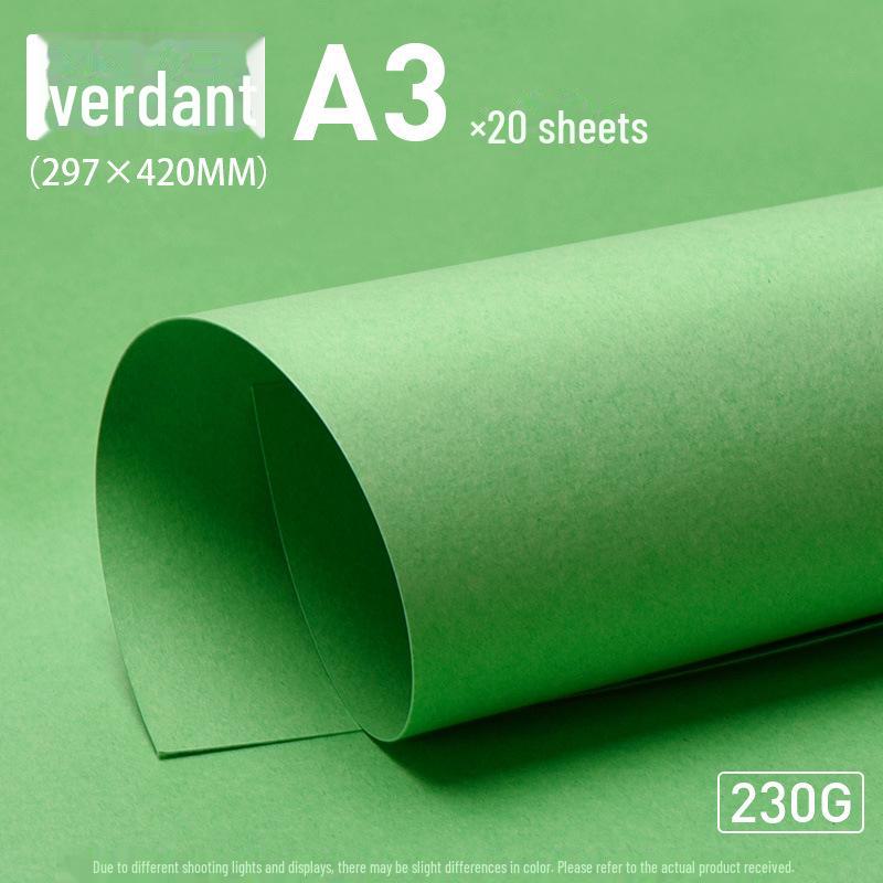 Yuanhao Handmade Cardstock: Light/Dark/Army/Forest Green 4K A4/A3 Background Paper for Kindergarten Projects.