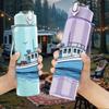 1PC Retro Sail Boat Ship 750ml Color Plastic Sports Water Bottle Leakproof Flip Straw Lid Suitable for Sports Office Home Use
