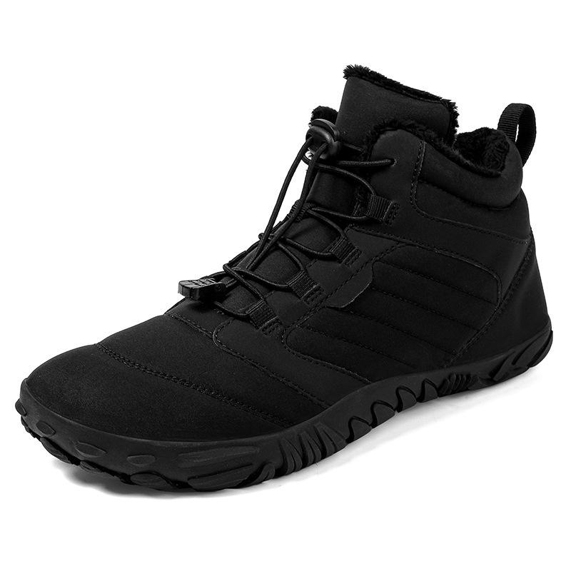 2024 outdoor snow boots men's new winter non-slip waterproof velvet warm cotton shoes women's thick-soled barefoot five-finger shoes