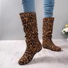 Plus-size Shoes, Flat Shoes, Height-increasing Mid-calf Boots, Women's Retro Round-toed Suede Fashion Boots