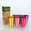 6PCS Tasses en Aluminium Martelé Colorées avec Boîte Cadeau – Gobelets Métalliques Réutilisables pour Boissons Froides, Jus, Vin – Design Cheers To Life L