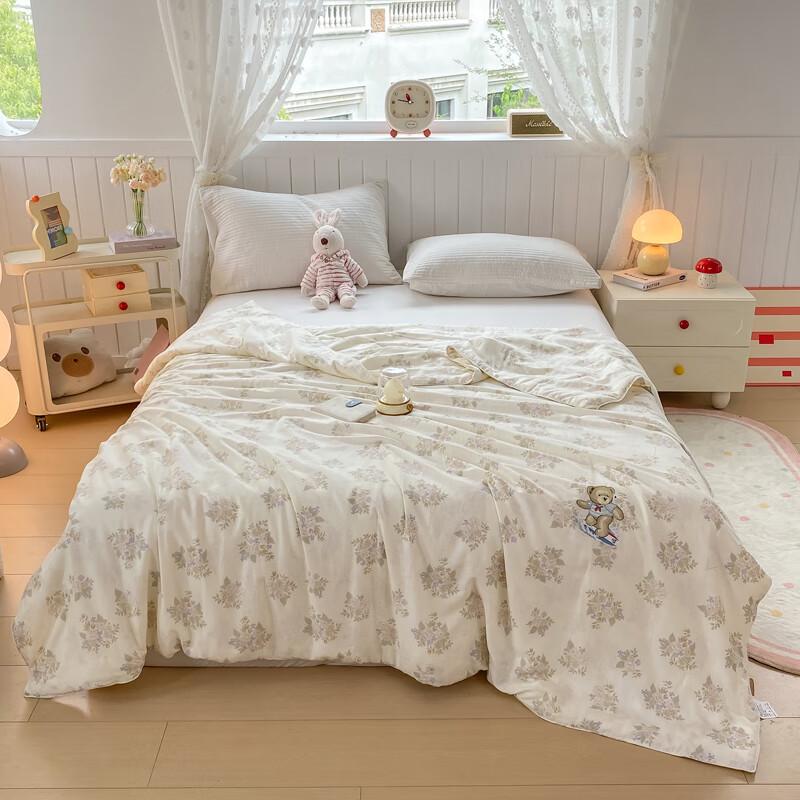 

TEDDY ISLAND Embroidered Organic Tussah Silk Summer Quilt