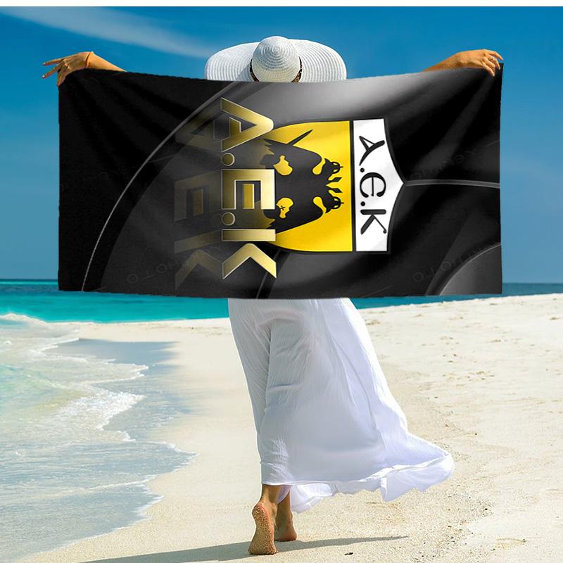 Proof Beach Towel with AEK FC LOGO Pattern - Soft,absorbent,quick-drying,machine Washable - Perfect for Swimming,camping,bathing