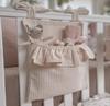 Lovely Line Crib Organizer with Lace Ruffle - Light Beige