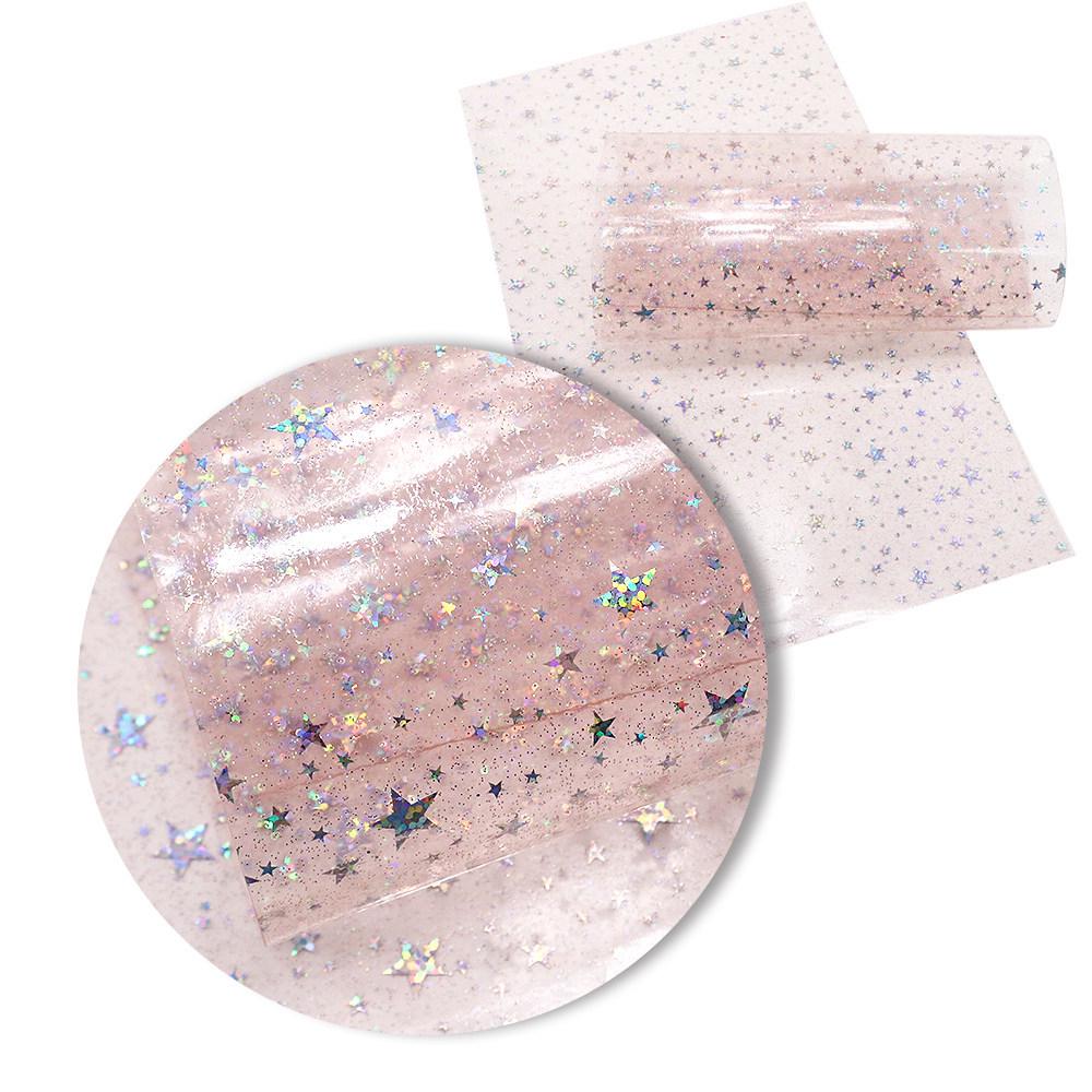 Iridescent Glitter Star Laser PVC Film - 0.5MM for Handbags, Backpacks, Shoes & Decorative Material