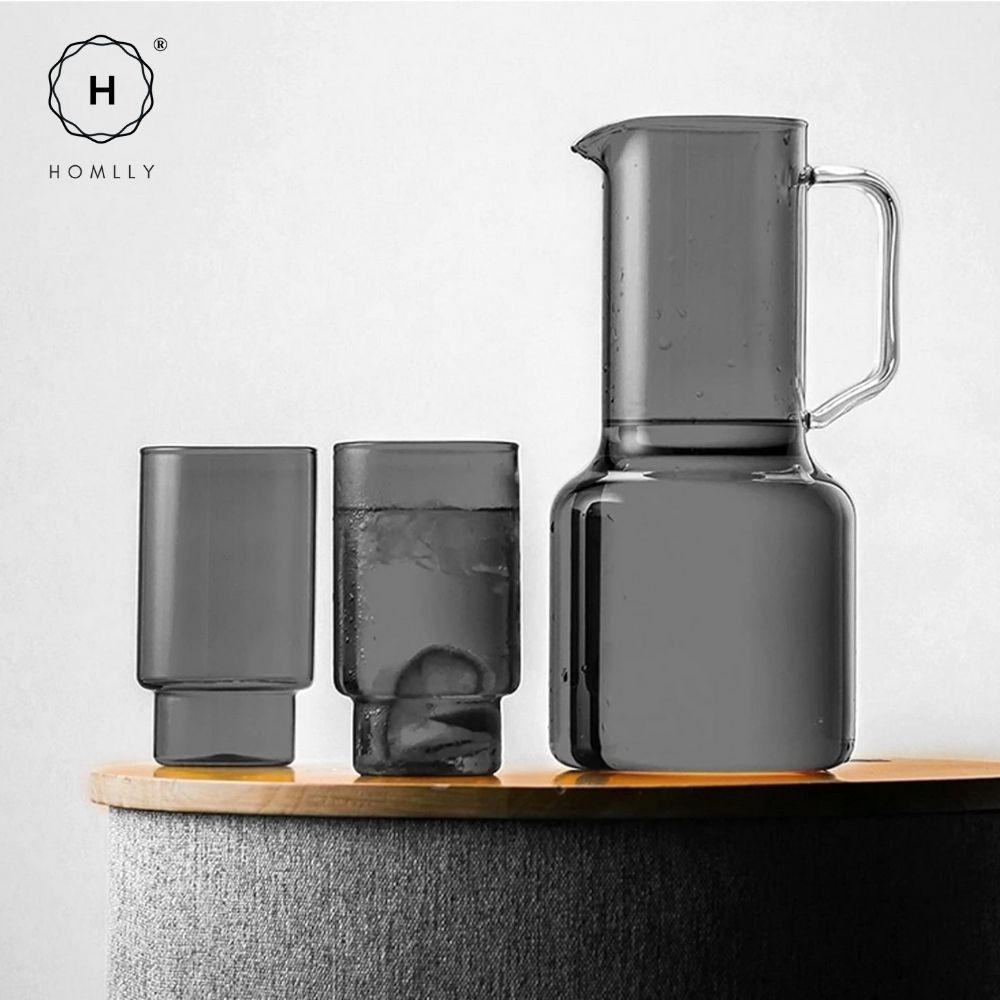 Homlly Qutto Boro Water & Juice Carafe Jug & Cups (X2PCS)