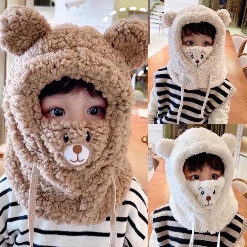 Newcomer Exclusive: Women's Hooded Bear Hat with Scarf and Gloves - Cute Autumn/Winter Neck Warmer