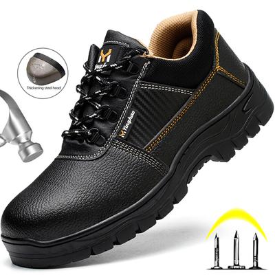 Sicherheitsschuhe mit Stahlkappe für Herren, PU-Leder, Arbeitsschuhe für Herren, durchtrittsicher, unzerstörbare Schuhe, Sicherheitsstiefel für Herren, rutschfeste Arbeitsstiefel