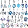 Pink Shell Pearl Blue Zircon Petals Beads Original Copper Certified Fit Women Woman Gift Phone Charms Diy Accessory