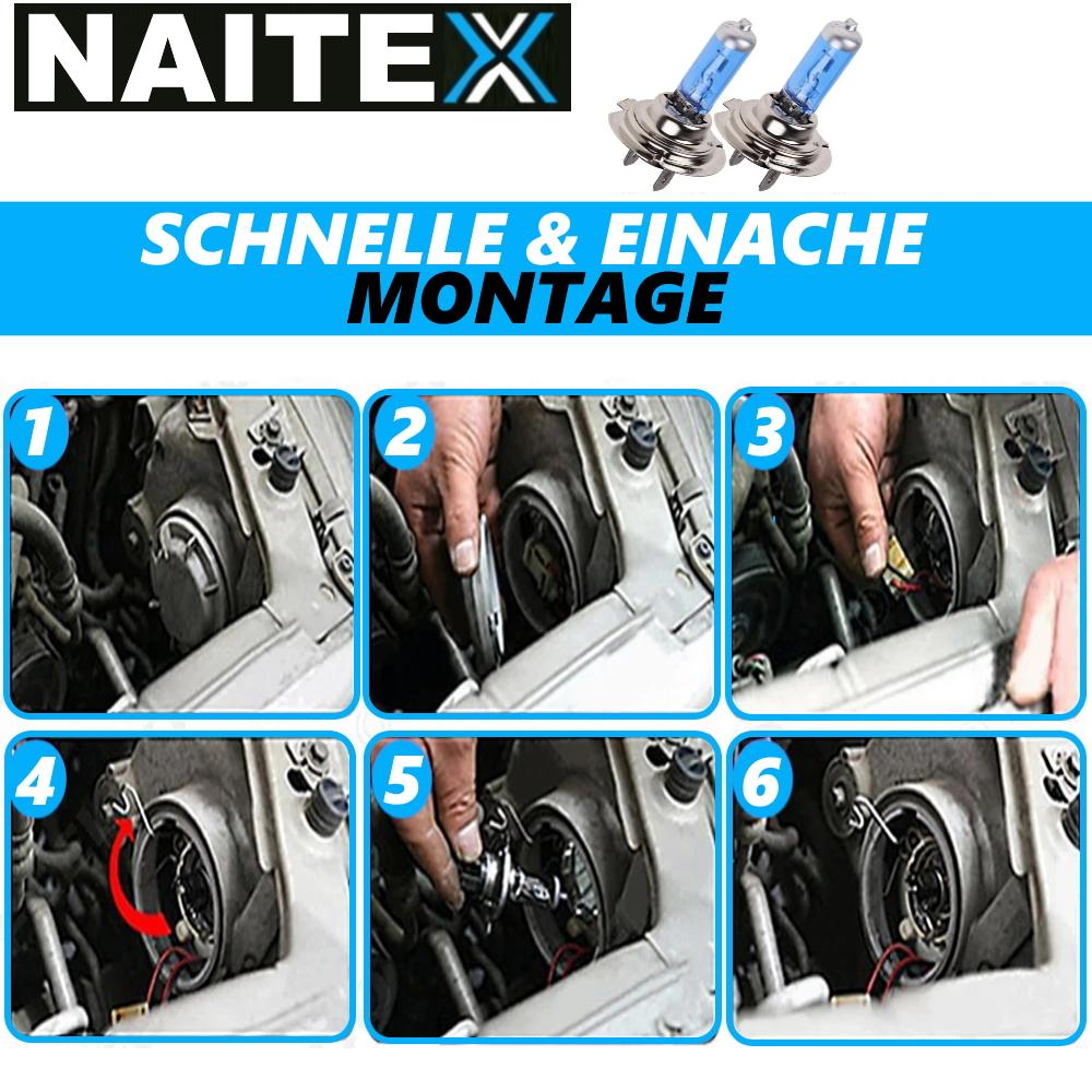 Λαμπτήρες αλογόνου NAITEX Super White H7 8500K 55W με εφέ xenon