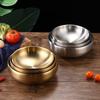 Golden Double-Layer Korean Cuisine Bowl - 304 Stainless Steel, Ideal for Rice, Soup, Kimchi, and Cold Noodles.
