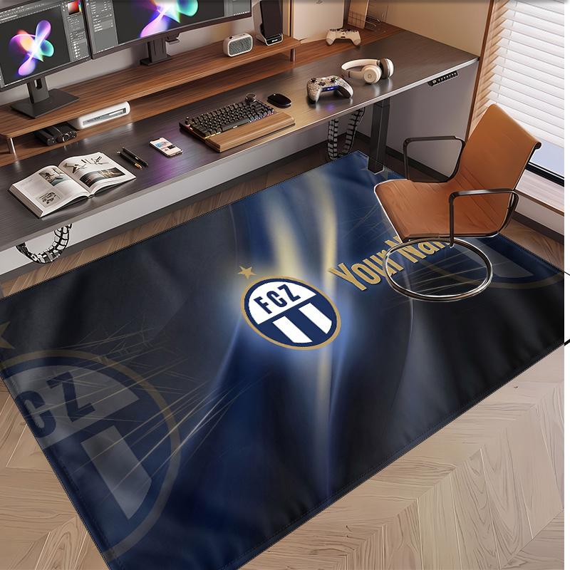 Personalized Crystal Velvet Carpet FC Zürich Pattern Non Slip Floor Rug