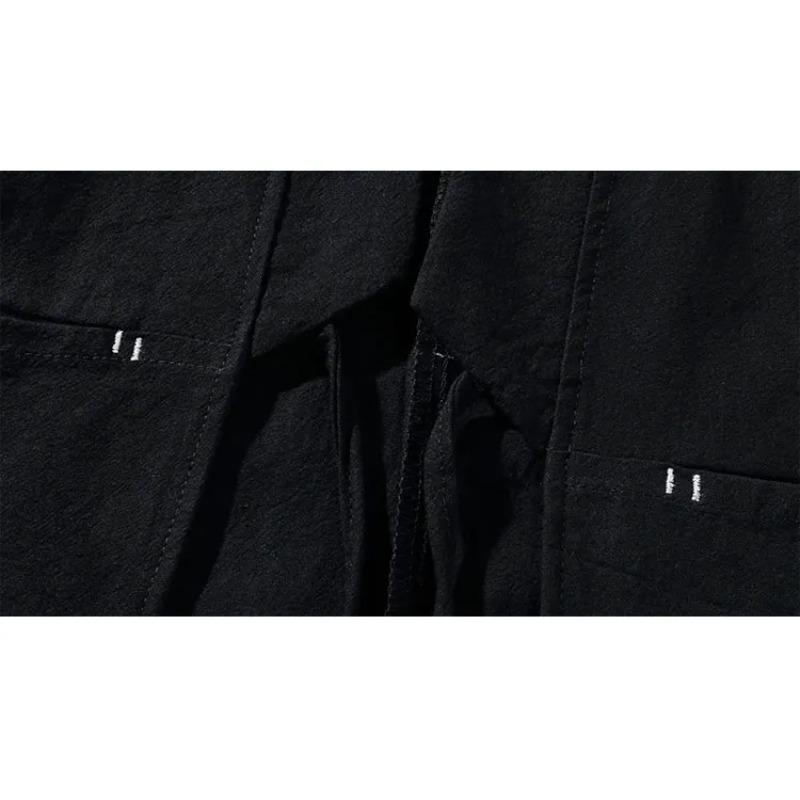 Japanese Kimono Cardigan Men Linen Haori Yukata Male Samurai Clothing Chinese Hanfu Streetwear Jacket