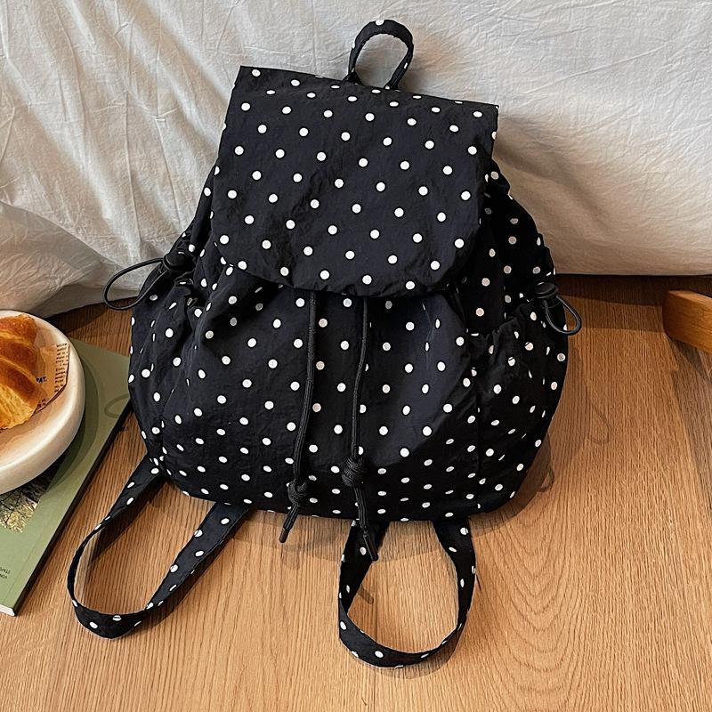 Sac à dos Grande capacité Pois Toile de nylon Sac à dos pour femme 1011 Nouveau Tendance Haut de gamme Quotidien Trajet Polyvalent Sac à dos