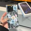 Clear Square Back Tube Case Protection For iPhone 16 ProMax 14 Pro Max 15 Plus 12 13 11 Anti-Oxygen,Pinkish-Blue Flowers Pattern Casing