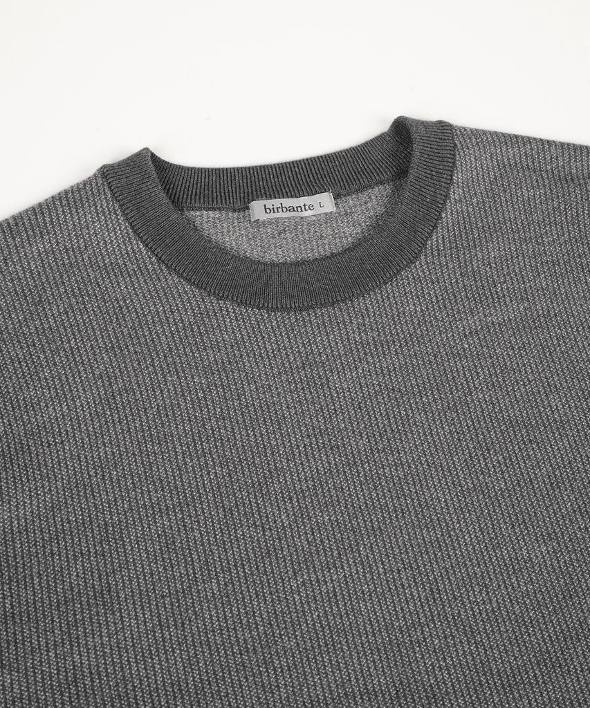 BIRBANTE Soft Washable Two-Tone Round Knit - Grey