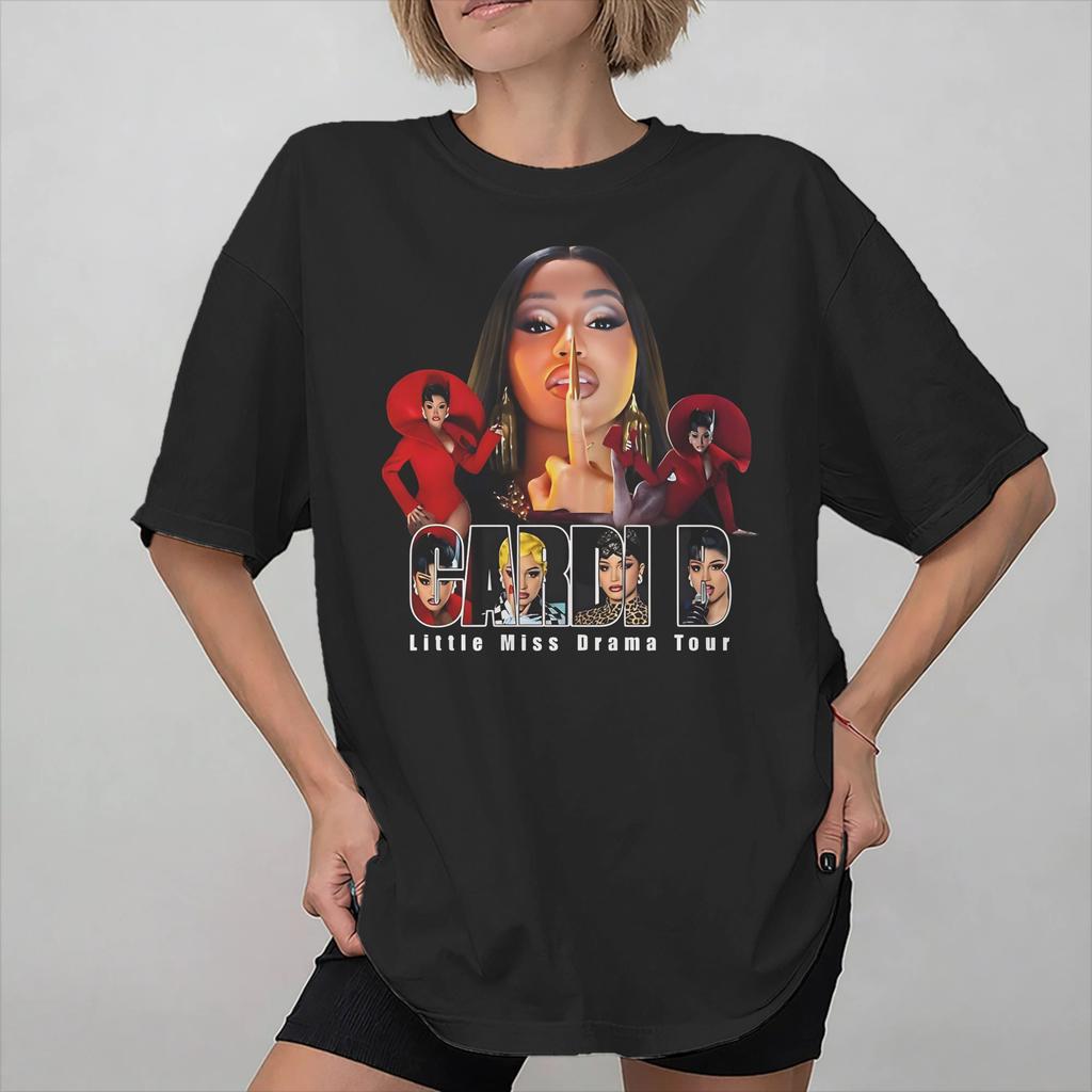 Unisex Women New Arrival Cardi B Tour Concerts Little Miss Drama 2026 Tour Tee T Shirt 100 Cotton Tshirts Clothing