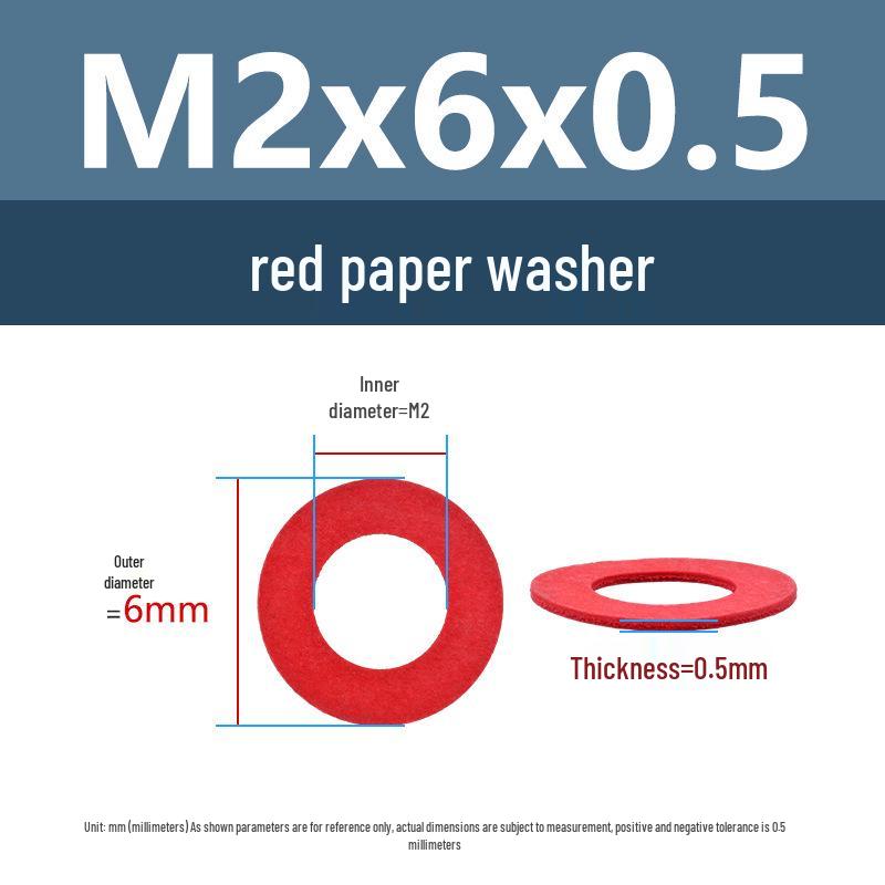 Yigu Red Mica Paper Washer Gasket M2-M20 Flat Washer