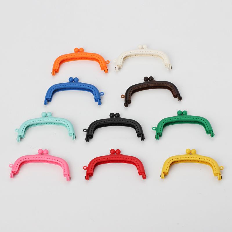 Candy Color Handheld Wallet: 10 Vibrant 8.5cm Curved Plastic Purse Frames with Ear Detail