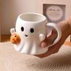 Süße Halloween-Kürbisgeister Keramiktassen Keramik-Trinkglas mit Henkel Halloween Lustige Weiße Geister Kaffeetasse