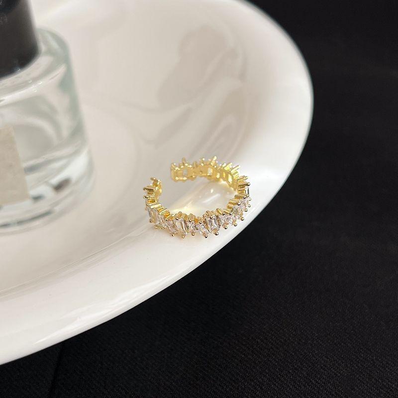 Korean Zirconia Hollow Luxury High-End Cool Style Open Ring
