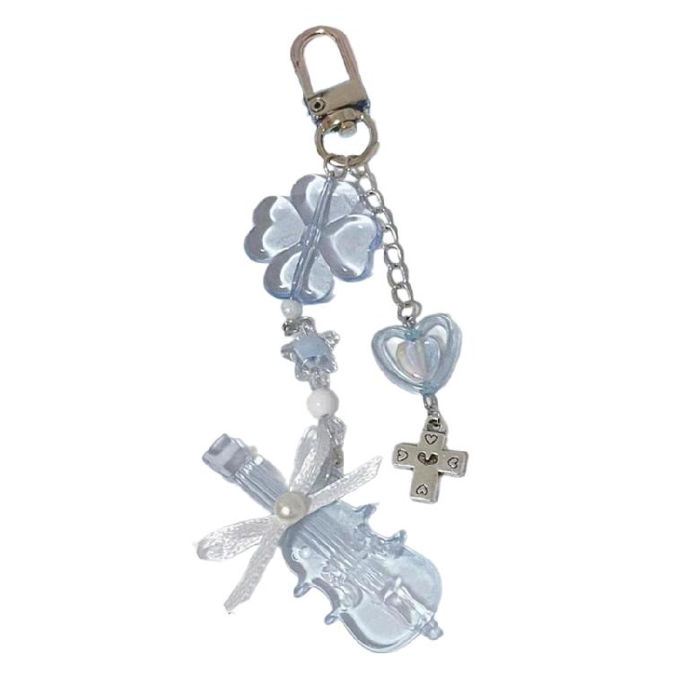 Акриловый брелок с бусинами, подвеска-скрипка, брелок-ключница, ручная работа, подвеска для телефона, разноцветная подвеска для сумки, персонализированное украшение для камеры 1