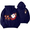 Cute Cartoon Flying Reindeer Santa Claus Graphic Unisex Hooded Sweatshirt, Loose-fit Winter Xmas Streetwear