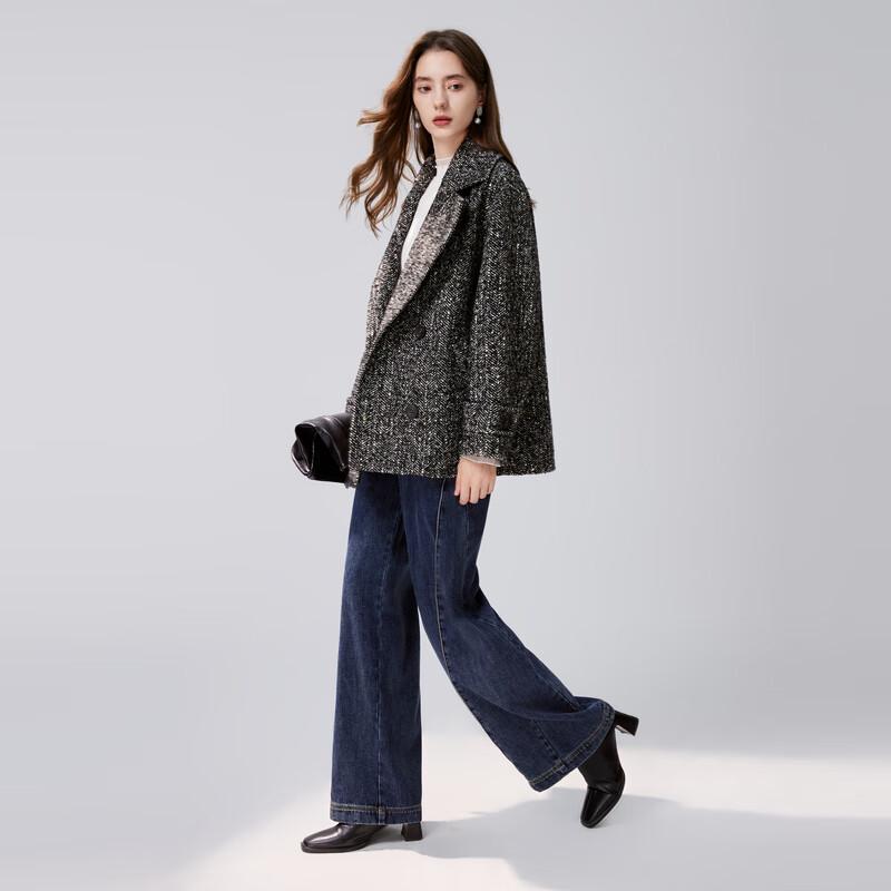 Damen Lockerer Blazer Mantel mit Wollmischung