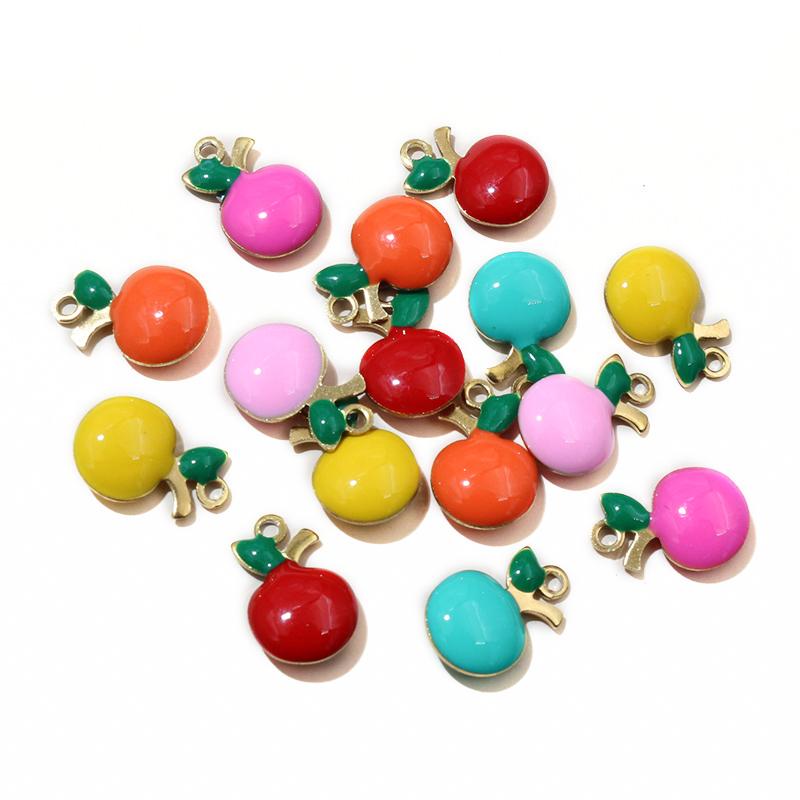 20pcs 11x8mm Stainless Steel Enamel Fruit Cherry Apple Charms Pendant for Earrings Necklace Bracelet DIY Jewelry Accessories