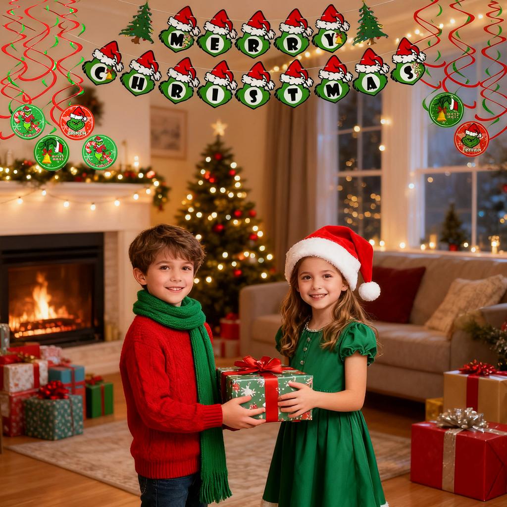 Christmas Balloons Garland Arch Kit Red Green Latex Balloons Banners Cake Topper For Xmas Birthday Party Decorations