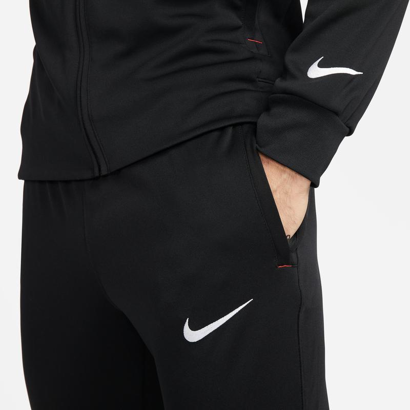 Nike Solid Color Stand Collar Slim Fit Jacket Letter Print Drawstring Cuffed Sports Long Pants Casual Sports Set Men Sets Black DC9066-010