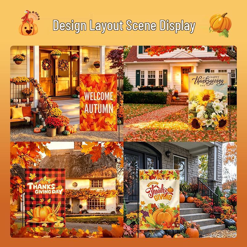Thanksgiving Pumpkin Harvest Garden Flag for Outdoor Autumn Decor