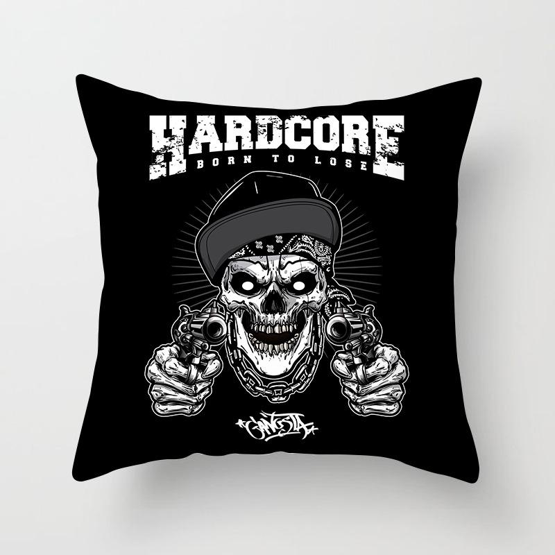 Black Grey Skull Face Living Room Decor Pillowcase Car Halloween Sofa Cushion Cover