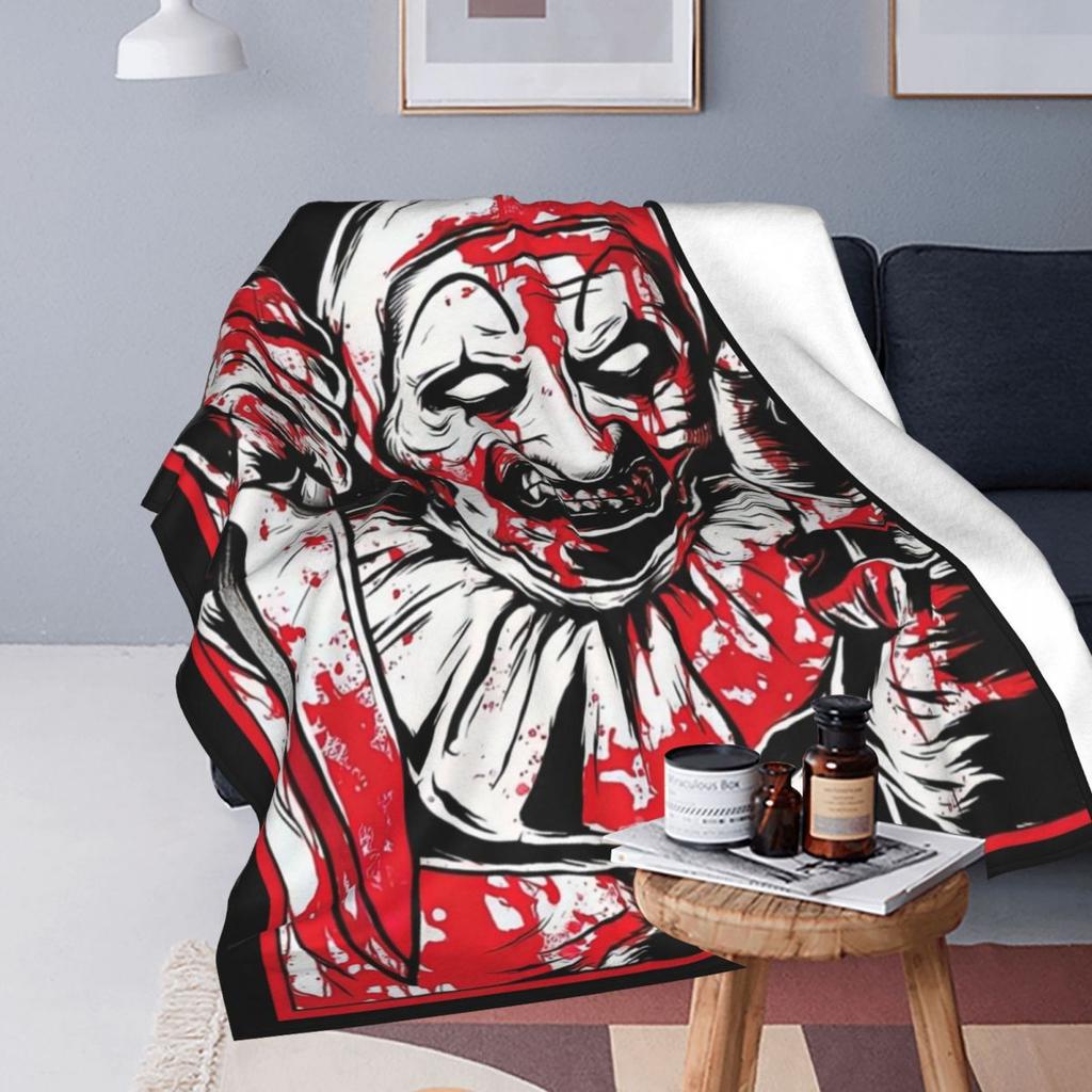 Terrifier 2 Movie Art The Clown Blanket Coral Fleece Plush Decoration Breathable Throw Blanket for Bedding Plush Thin Quilt