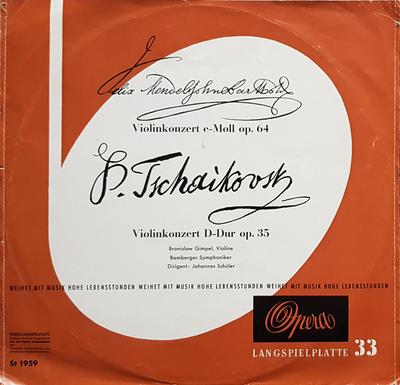 LP Record FELIX MENDELSSOHNBARTHOLDY  PYOTR  Violinkonzert EMoll Op. 64 Violin 1959 Opera 1963 Germany Classical Used