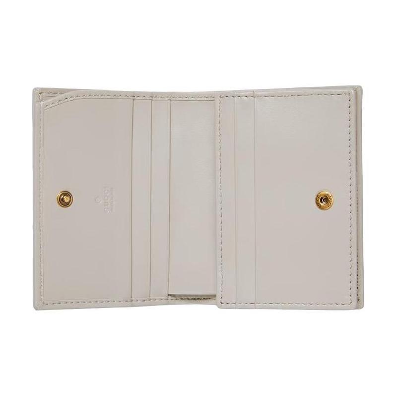 Gucci GG Marmont signature double G snap closure leather wallet women's light beige