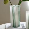 Luxury Striped Glass Vase for Living Room Tabletop Flower Arrangement Decor
