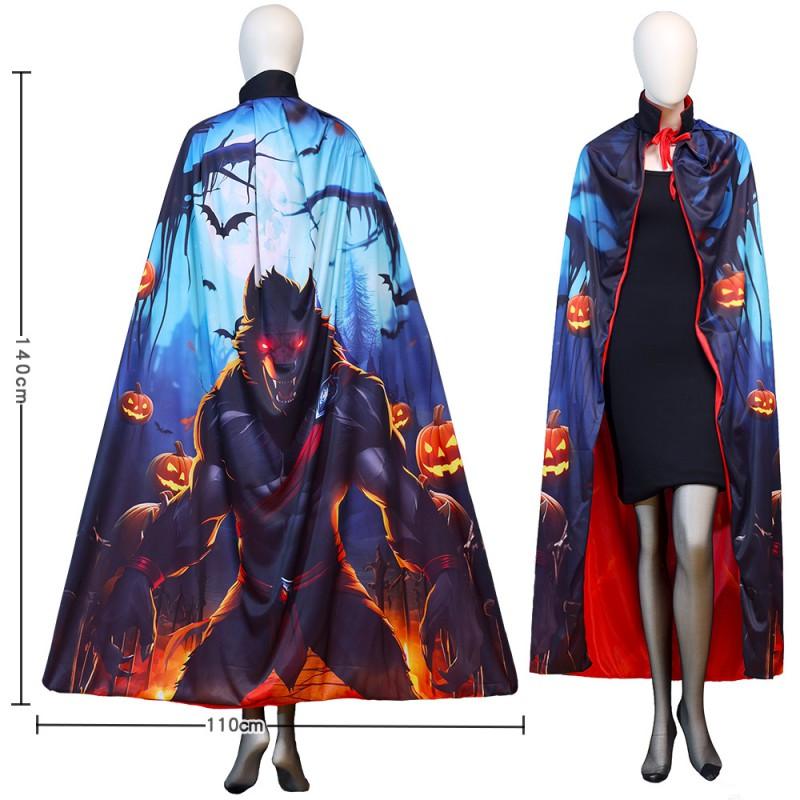 Halloween Masquerade Cape Adult Unisex Printed Long Robe Witch Shawl Cosplay Costume Party Prop