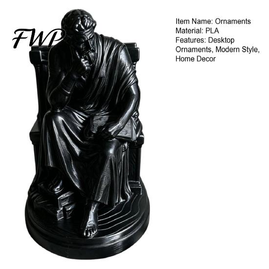 Easy Care Ornament Ornaments with Philosopher Shape Stable Base 3D Printed Sculpture Retro Entrance Hall Decor Literary Desktop Decoration for