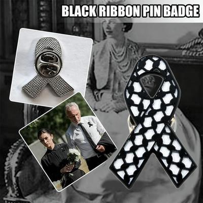 Portable Memorial Black Ribbon Brooch Souvenir Alloy Badge Accessory Dress Coat Accessories