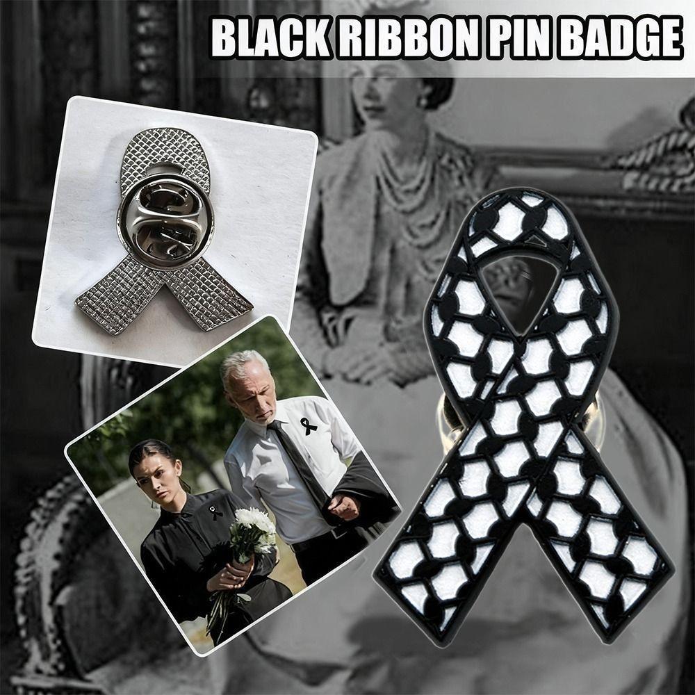 Queen Mother Memorial Black Ribbon Brooch Souvenir Alloy Badge Accessory Dress Coat Accessories